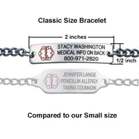 Classic Stainless Steel Medical ID Bracelet - Engraving on Front And Back
