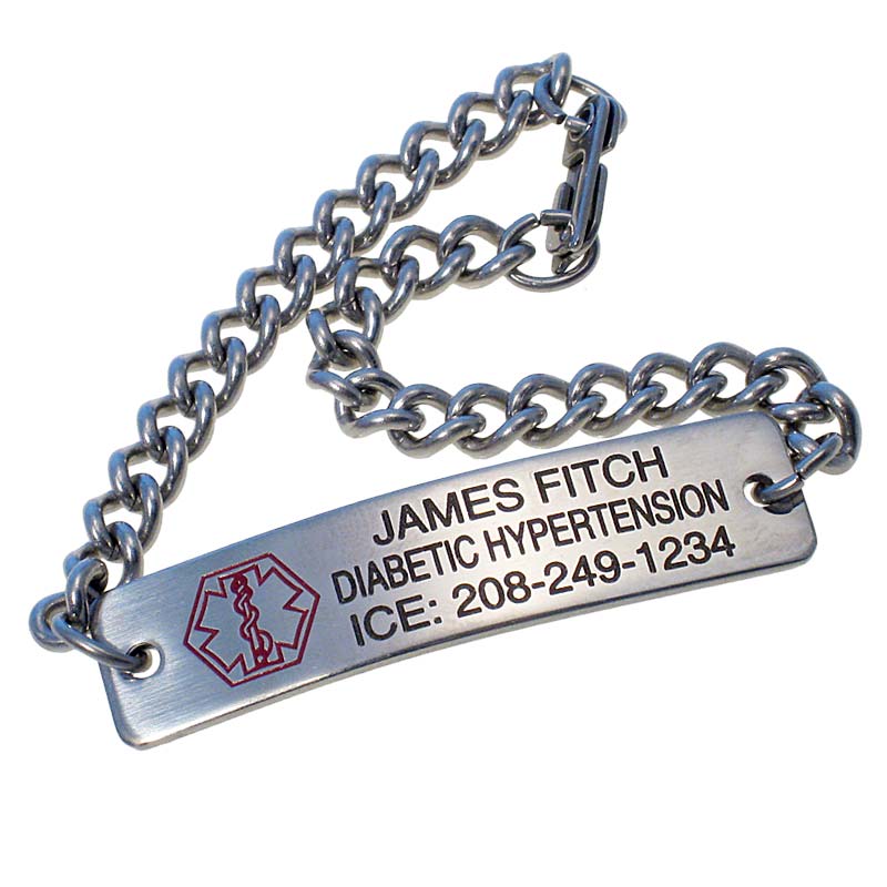 Personalized Medical Alert Bracelet with Black Leather Strap  Personalized  Medical Alert Jewelry  Engraved Medical Alert Bracelet