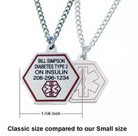 Classic Stainless Steel Medical ID Necklace - Engraving on Front And Back